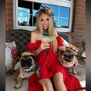 Red off the shoulder dress Size S/M